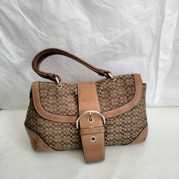 Vintage Coach  Leather canvas monogram Small Handbag - Picture 4 of 16